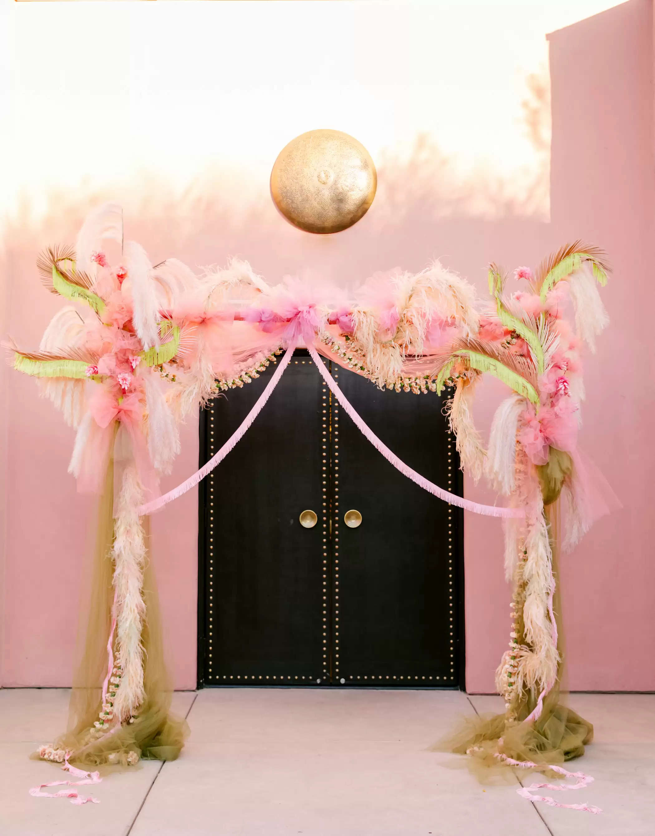 "Elevated Kitsch" - A Playfully Glamorous Pink + Inexperienced Palm Springs Wedding ceremony