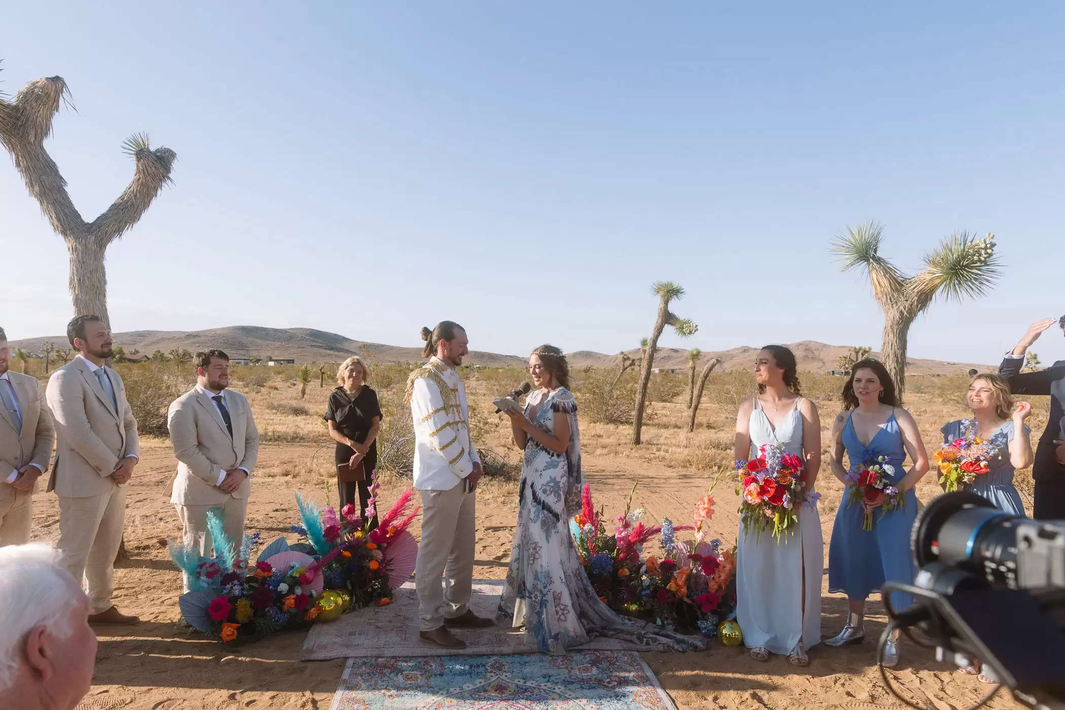 A Blue Floral Gown For This Funky, Free-Spirited Desert Marriage ceremony In Joshua Tree