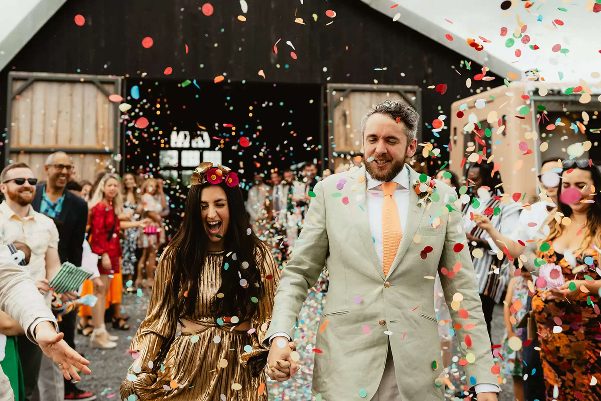 The Bride Wore a Gold Gown for This Vibrant + Distinctive Wedding ceremony in Wales