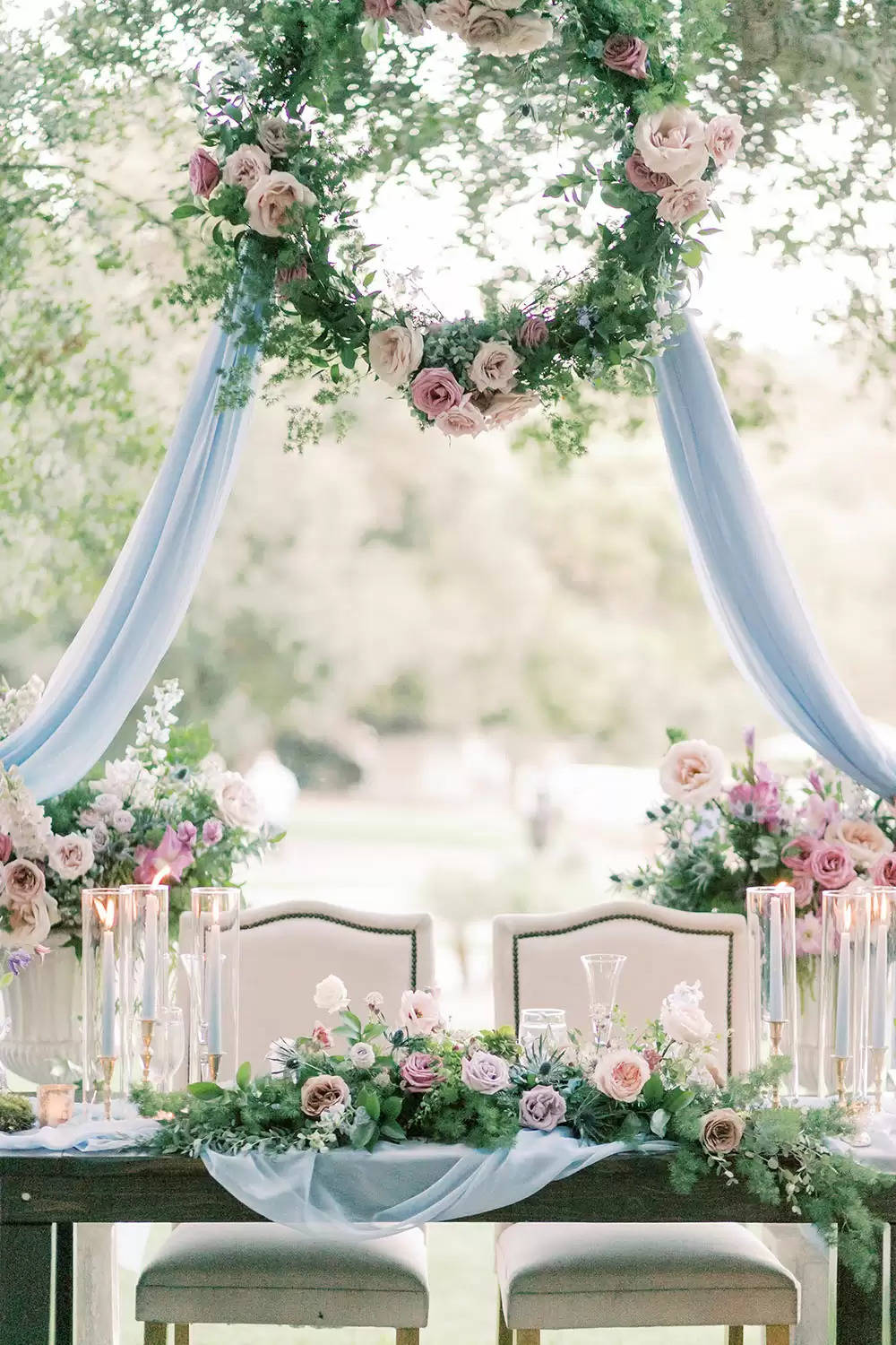 Romantic Woodland Marriage ceremony With Cloche Centerpieces & Lavender Blooms ⋆ Ruffled