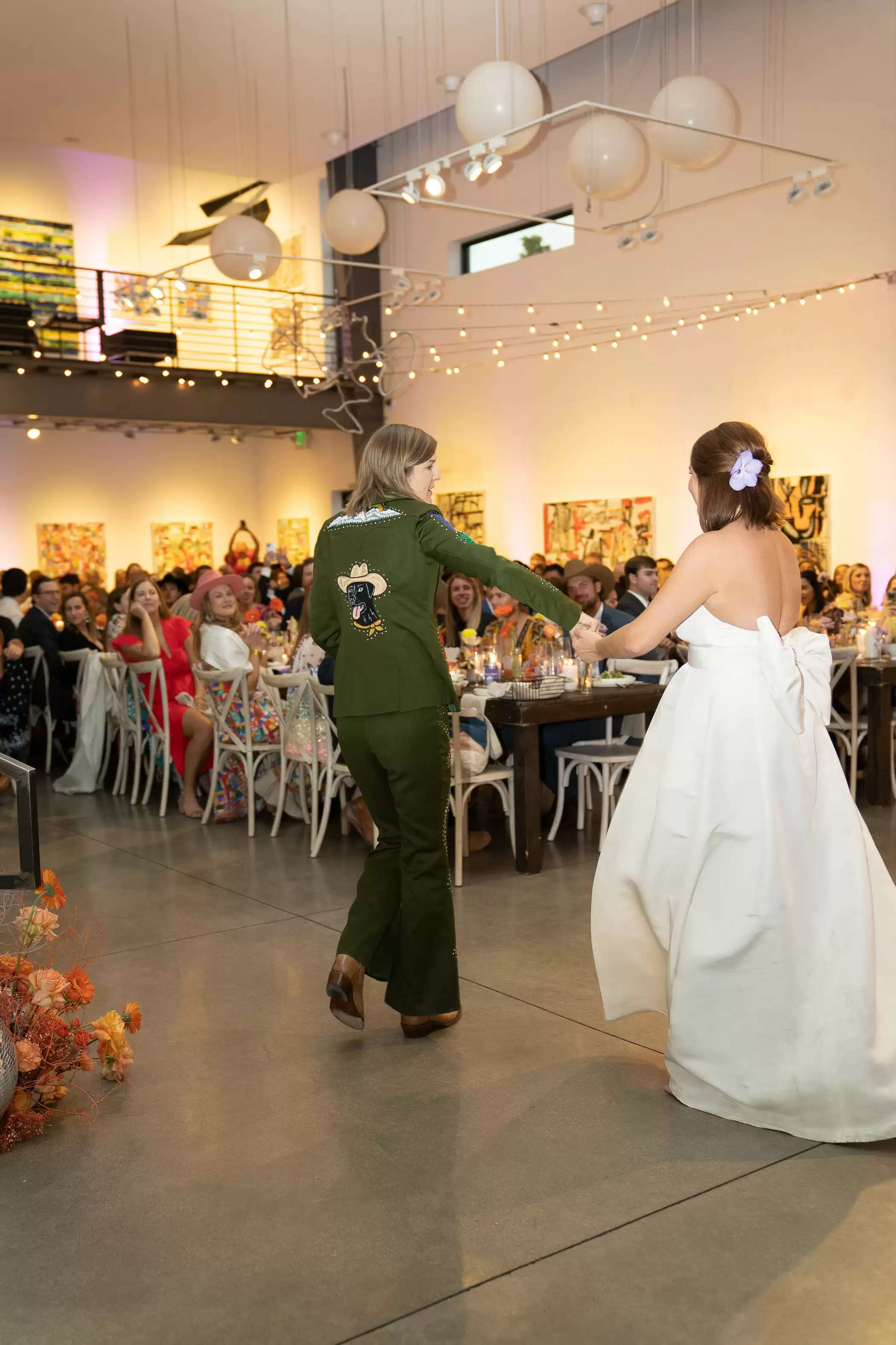 A Dreamy Disco Cowboy Marriage ceremony in a Denver, Colorado Artwork Gallery