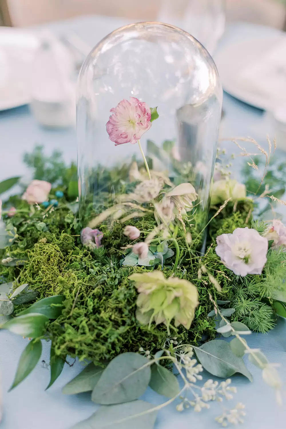 Romantic Woodland Marriage ceremony With Cloche Centerpieces & Lavender Blooms ⋆ Ruffled