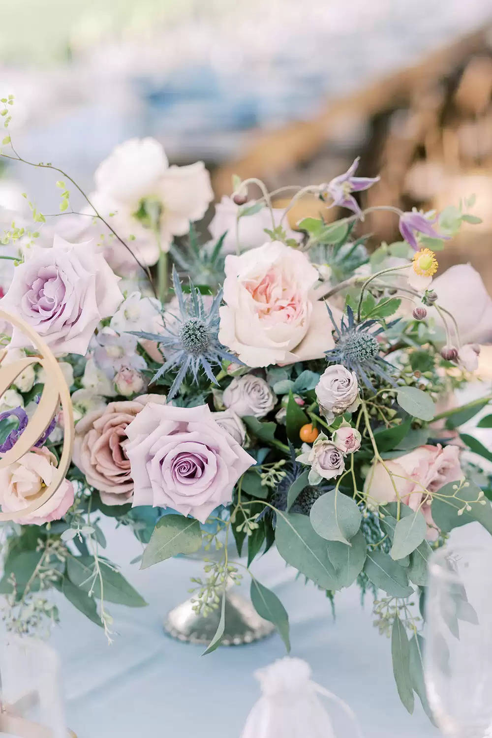 Romantic Woodland Marriage ceremony With Cloche Centerpieces & Lavender Blooms ⋆ Ruffled